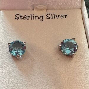 New SS 7mm Blue topaz Earrings